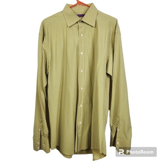 Kuhlman Long Mens Sleeve Checkered Print Button Down Shirt Size 44 - Picture 1 of 9